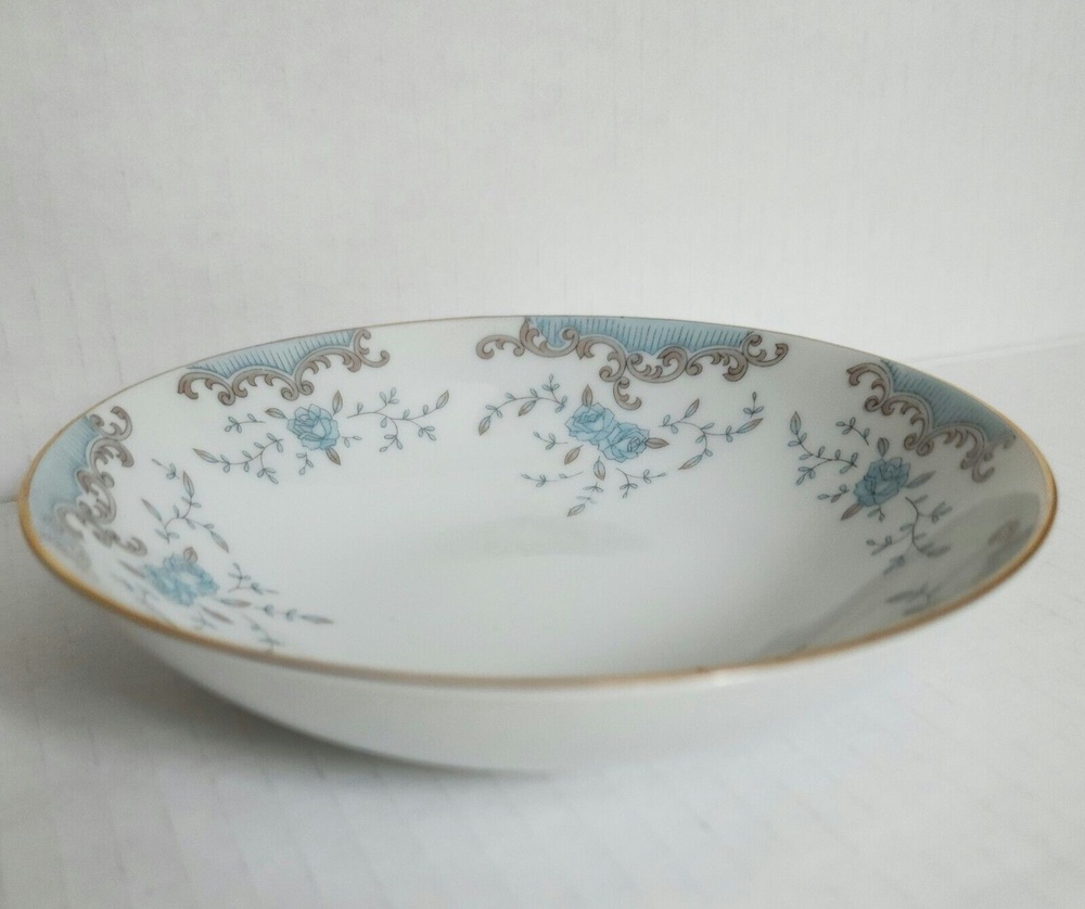 W Dalton Imperial China Seville 5303 Fruit Bowl Blue White Gray Gold Trim 5.5" - Picture 2 of 4